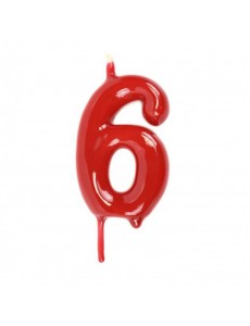 Vela Número 6 Vermelho